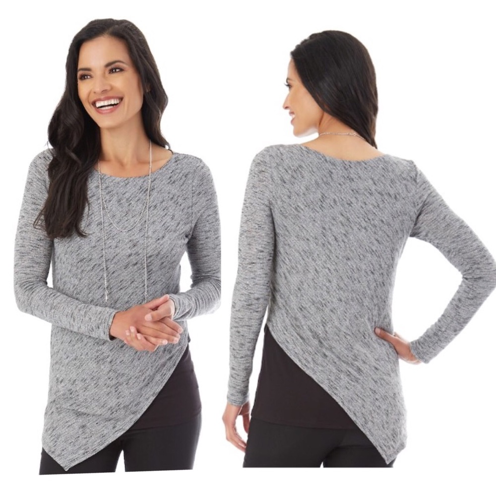 APT.9 Asymmetrical Metallic Silver Blouse Layered